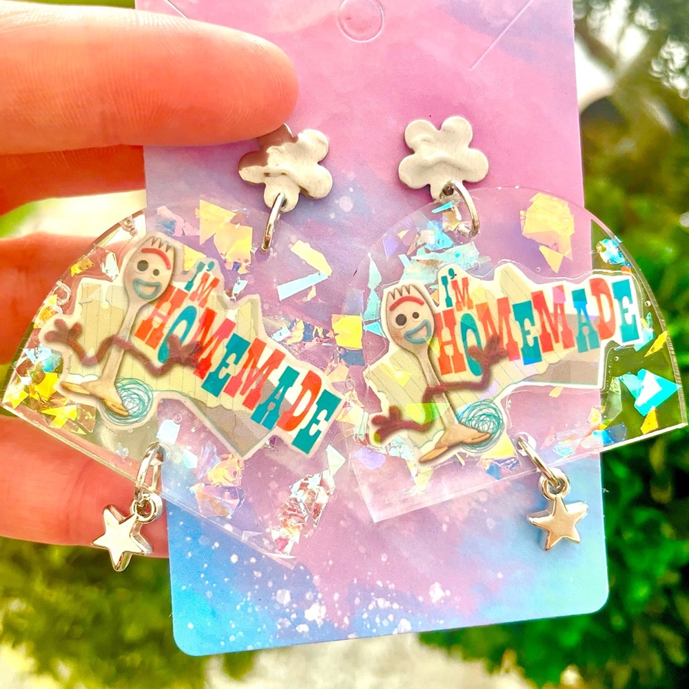 Forky Acrylic Dangle Earrings